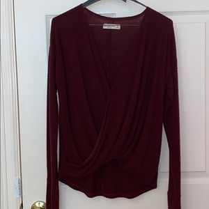 Maroon wrap top from Abercrombie and Fitch